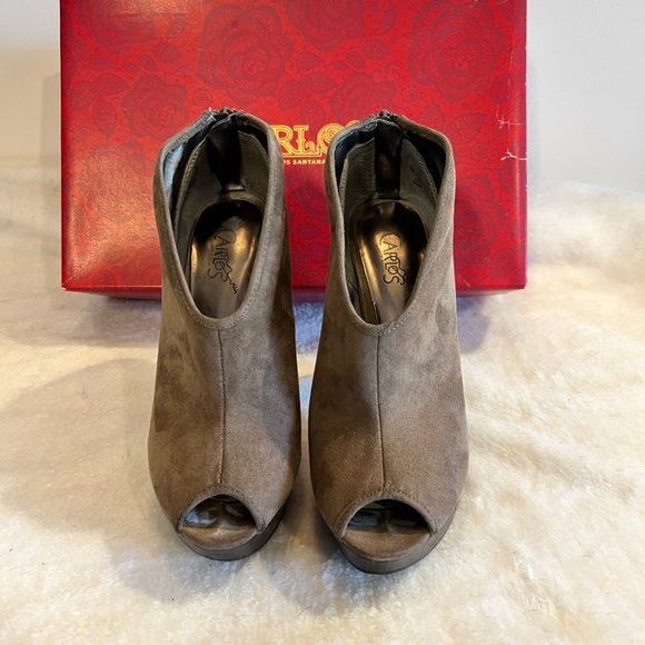 Peep Toe  Carlos Santana Brown suede platform booties - Picture 5 of 10